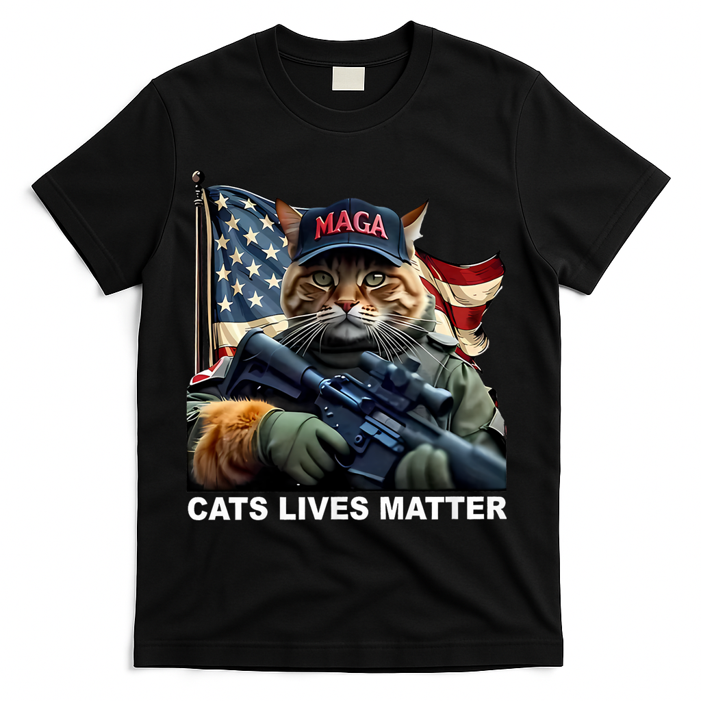 Cats Lives Matter Funny Trump 2024 Cat Maga T-Shirt - Black