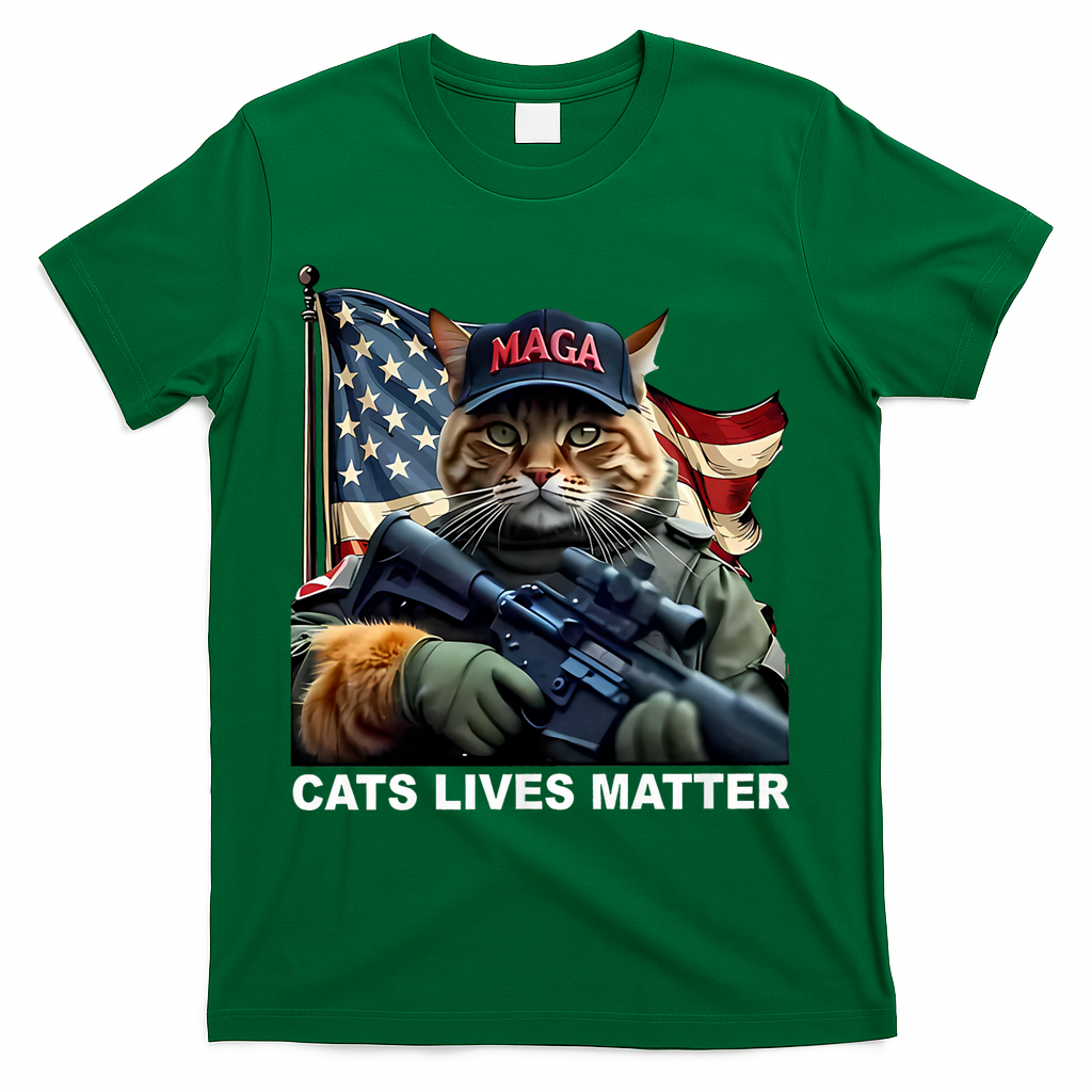 Cats Lives Matter Funny Trump 2024 Cat Maga T-Shirt - Green