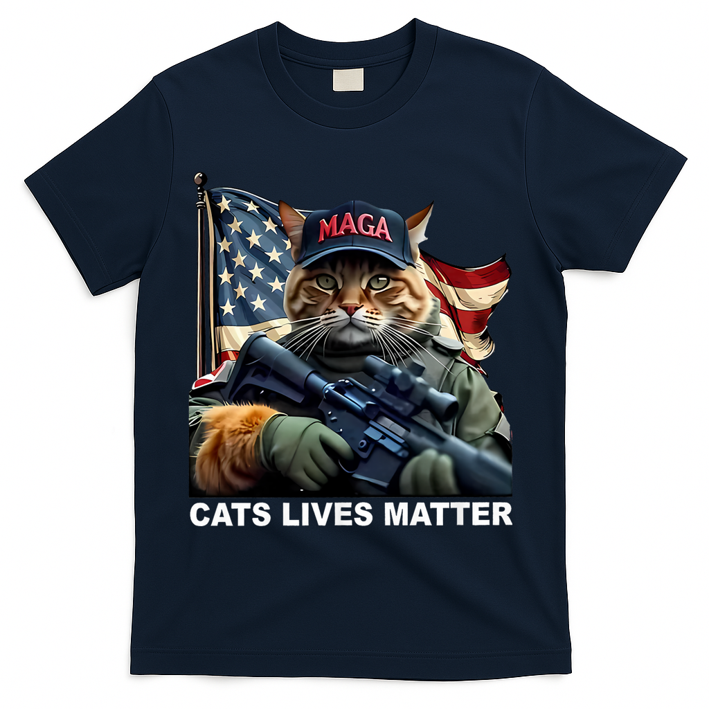 Cats Lives Matter Funny Trump 2024 Cat Maga T-Shirt - Navy