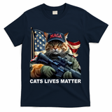 Cats Lives Matter Funny Trump 2024 Cat Maga T-Shirt - Navy