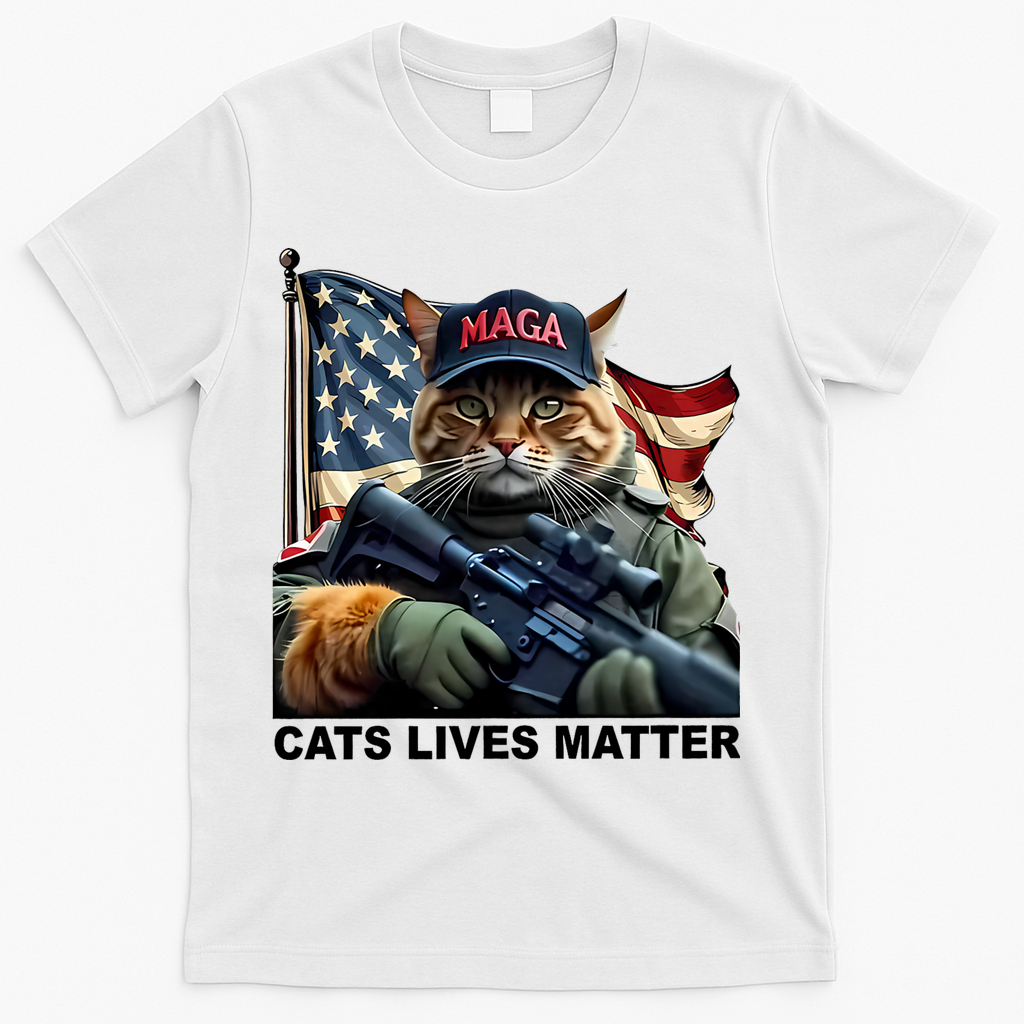 Cats Lives Matter Funny Trump 2024 Cat Maga T-Shirt - White