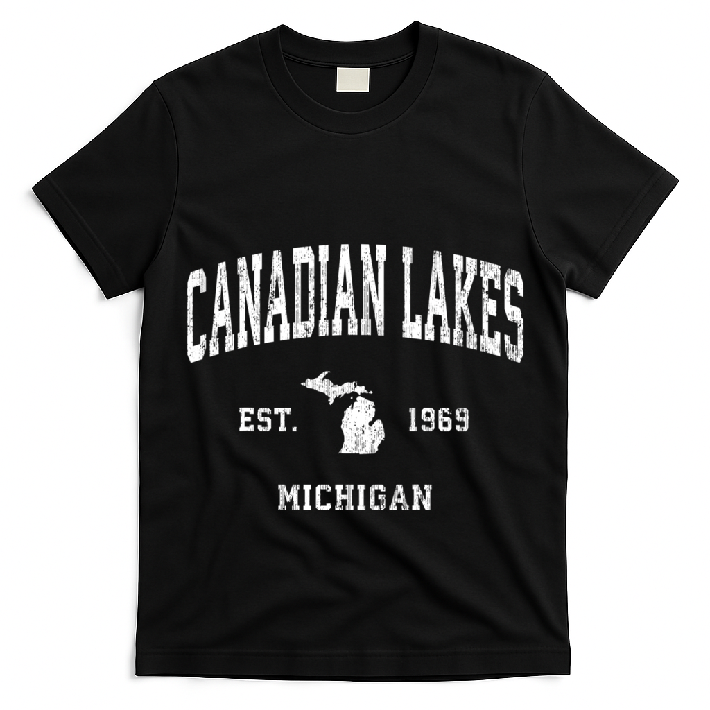 Canadian Lakes Michigan Mi Vintage Athletic T-Shirt