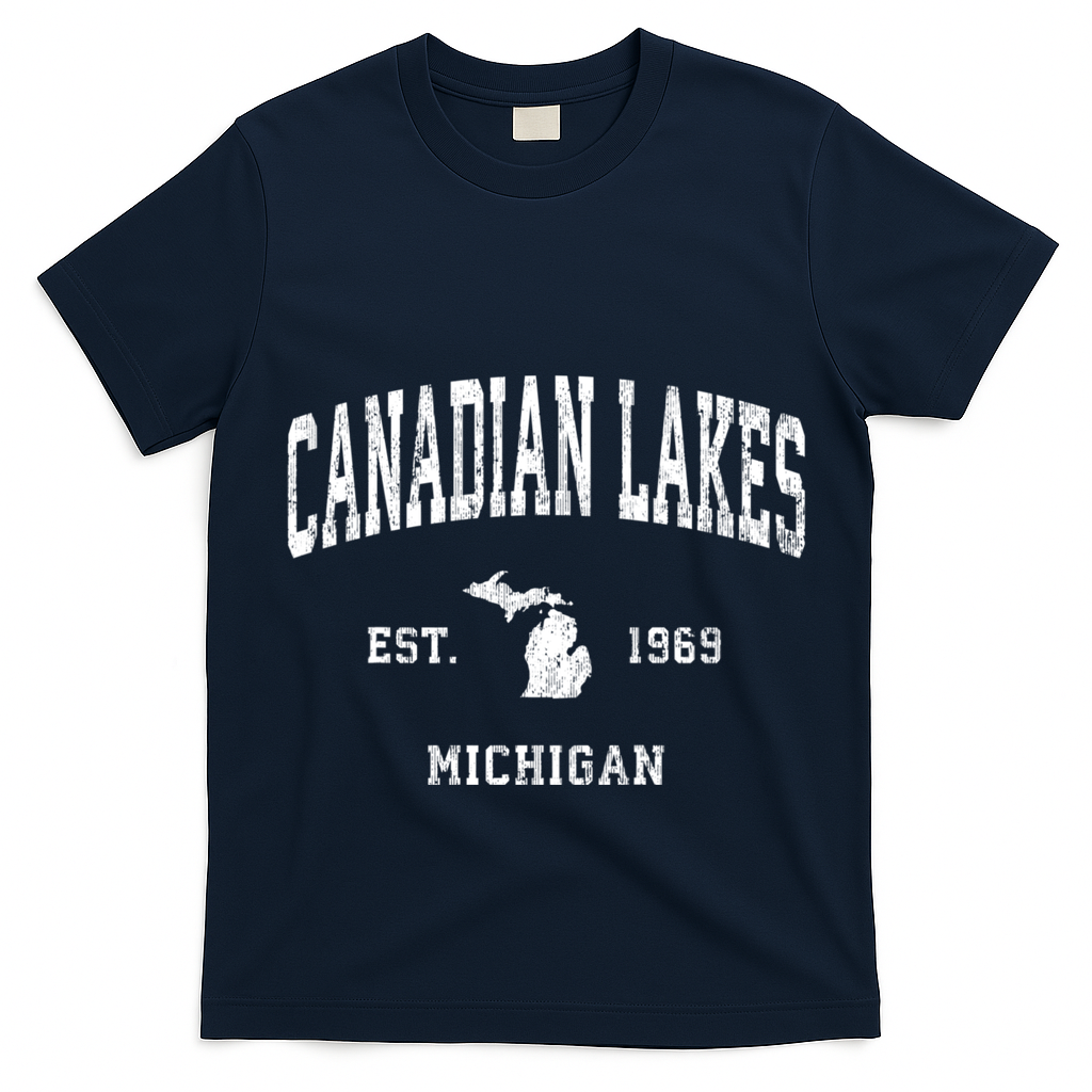 Canadian Lakes Michigan Mi Vintage Athletic T-Shirt