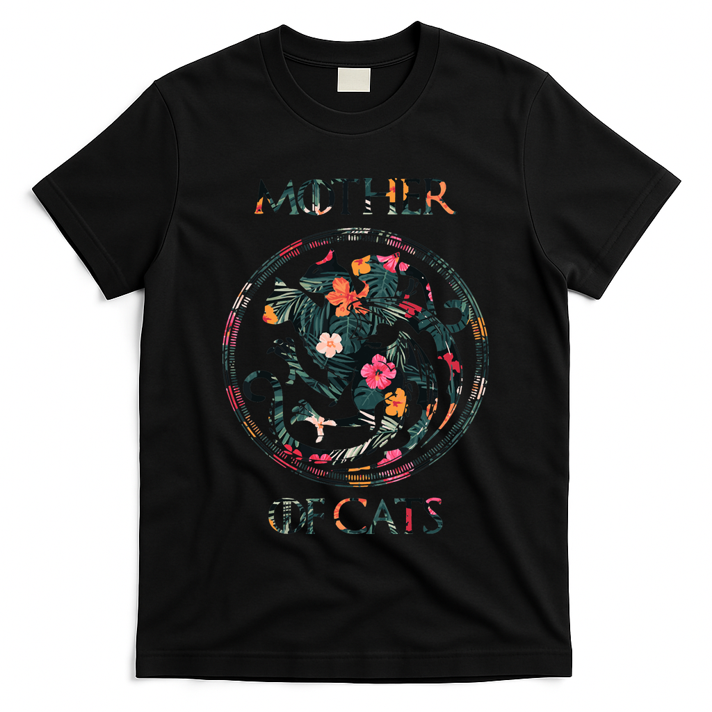 Cat Lovers Mother Of Cats Mix Flower T-Shirt