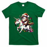 Christmas Lights Platypus Riding Unicorn T-Shirt - Irish Green