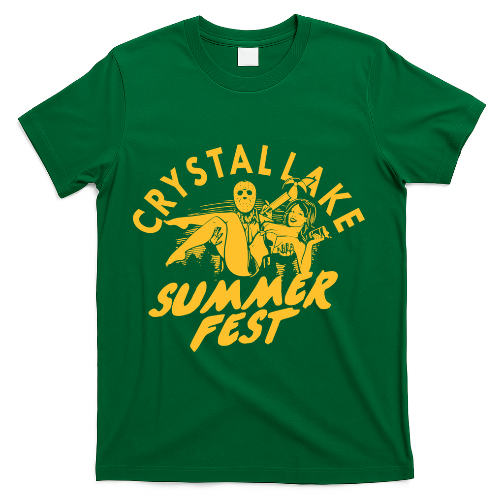 Crystal Lake Summer Fest Horror Movie Fan T-Shirt - Green