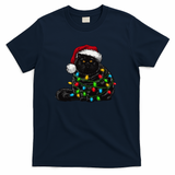 Christmas Lights Tangled Cat - Navy