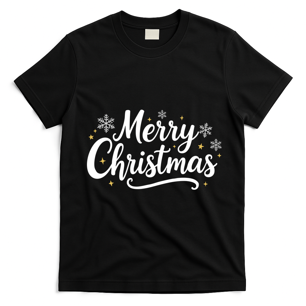 Classical Merry Christmas T-Shirt - Black