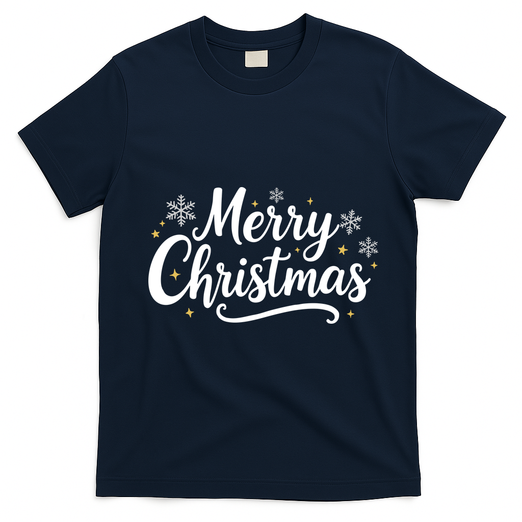 Classical Merry Christmas T-Shirt - Navy Blue