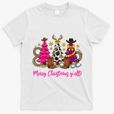 Cowgirl Merry Christmas Y'all T-Shirt - White