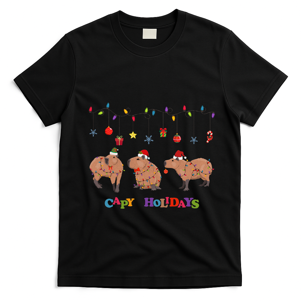 Capybara Merry Christmas Capy Holidays Capybara Christmas T-Shirt - Black