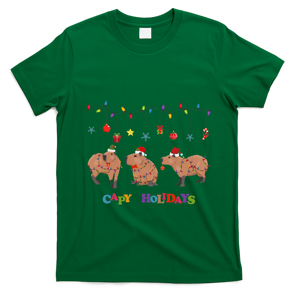 Capybara Merry Christmas Capy Holidays Capybara Christmas T-Shirt - Irish Green