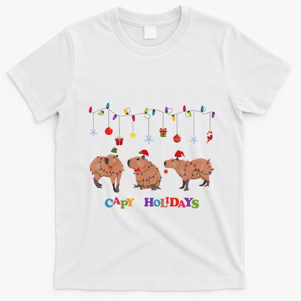 Capybara Merry Christmas Capy Holidays Capybara Christmas T-Shirt - White