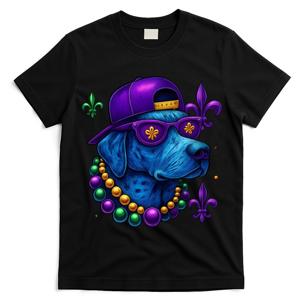 Cool Mardi Gras Purple Spade Dog T-Shirt