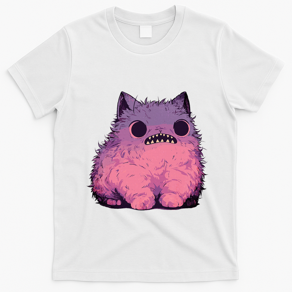 Cat Monster Graphic Kawaii Pastel Goth Anime Aesthetic Goth T-Shirt - White