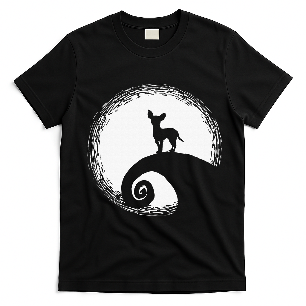 Chihuahua Moon Halloween Costume for Dog Lovers T-Shirt - Black