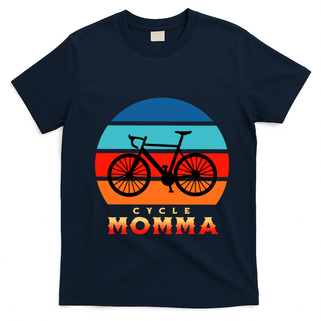 Cycle Momma Mom Mountain Bike Cyclist Cycling Coach Bicycle Cute Gift T-Shirt - Navy Blue