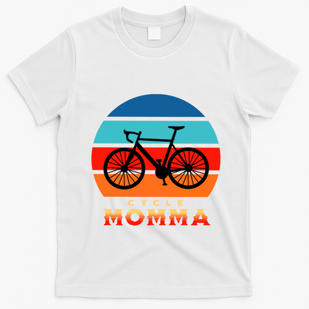 Cycle Momma Mom Mountain Bike Cyclist Cycling Coach Bicycle Cute Gift T-Shirt - White