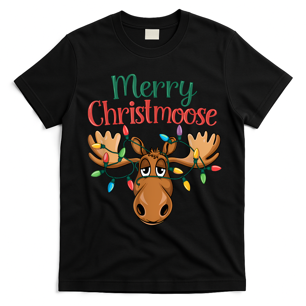 Christmas Moose Merry Christmoose T-Shirt - Black