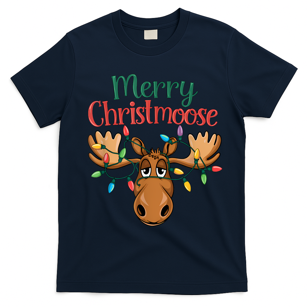 Christmas Moose Merry Christmoose T-Shirt - Navy Blue