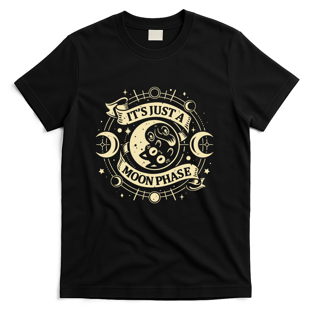 Cat Moon Phase – Magical Star Chart - Black