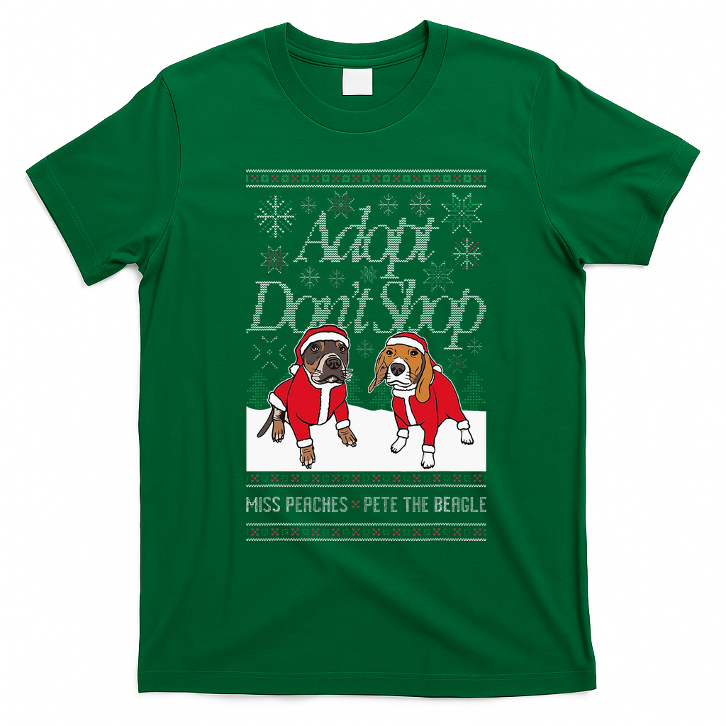 Christmas Miss Peaches & Pete The Beagle T-Shirt - Irish Green