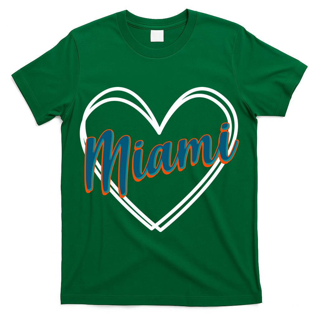 Cute Miami Sports Football Heart T-Shirt