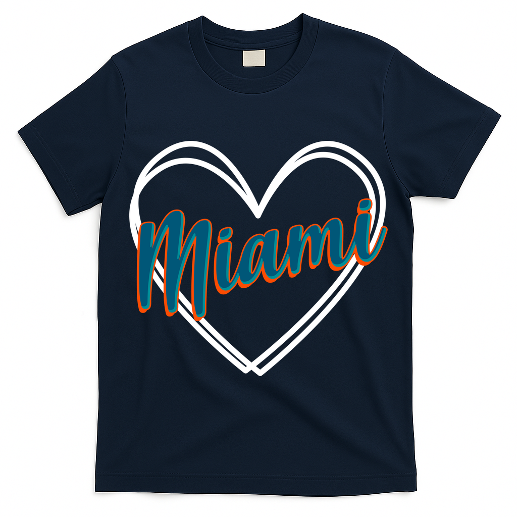 Cute Miami Sports Football Heart T-Shirt