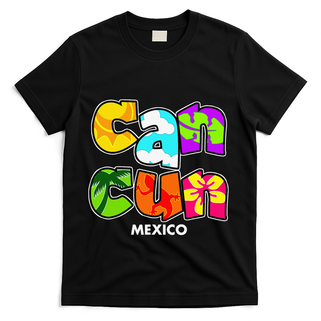 Cancun Mexico Souvenir Gift Spring Break Summer Vacation T-Shirt - Black
