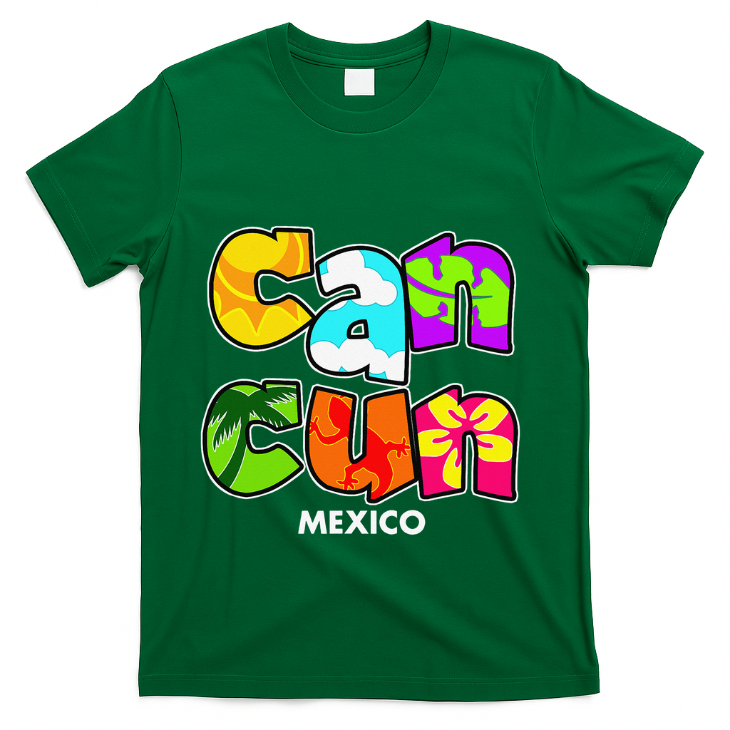 Cancun Mexico Souvenir Gift Spring Break Summer Vacation T-Shirt - Green