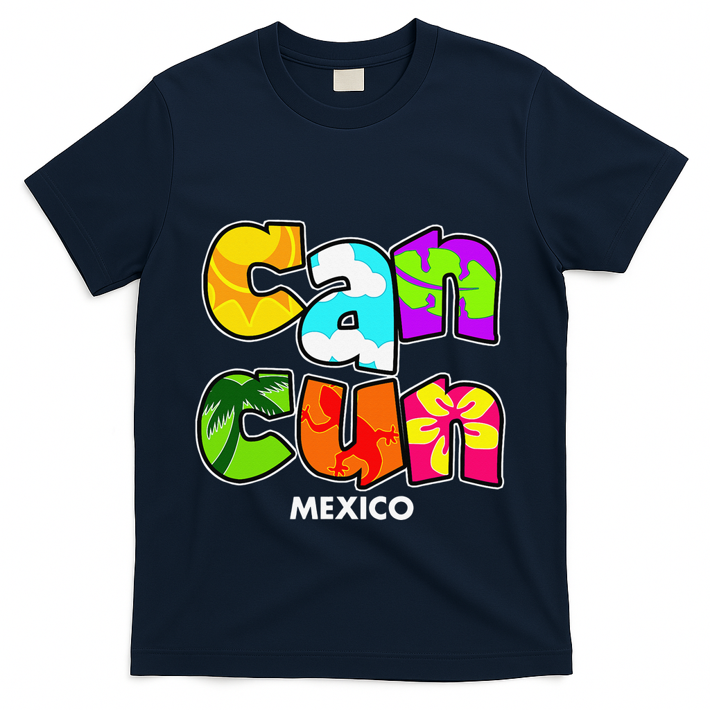 Cancun Mexico Souvenir Gift Spring Break Summer Vacation T-Shirt - Navy