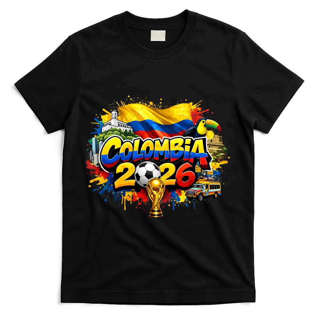 COLOMBIA North America Soccer Tournament 2026 T-Shirt - Black
