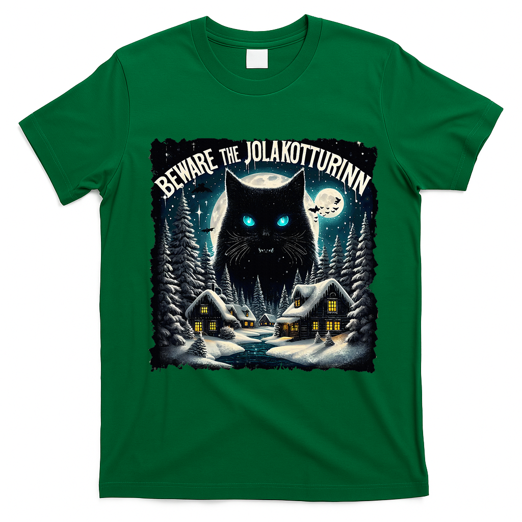 Christmas Norse Beware The Jolakotturinn Yule Cat Icelandic T-Shirt - Irish Green