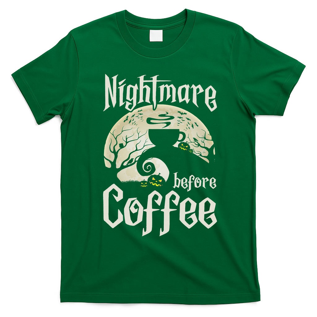 Cute Nightmare Before Coffee Halloween Funny Mug Gift T-Shirt - Irish Green