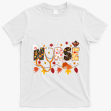 Cute Nurse Fall Thanksgiving Autumn T-Shirt - White