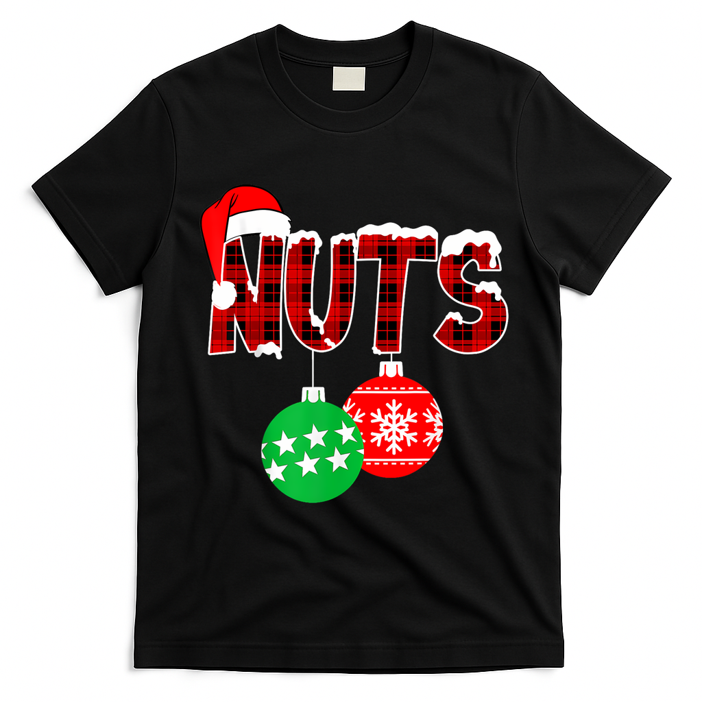 Chest Nuts Funny Matching Chestnuts Christmas Couples Nuts T-Shirt - Black