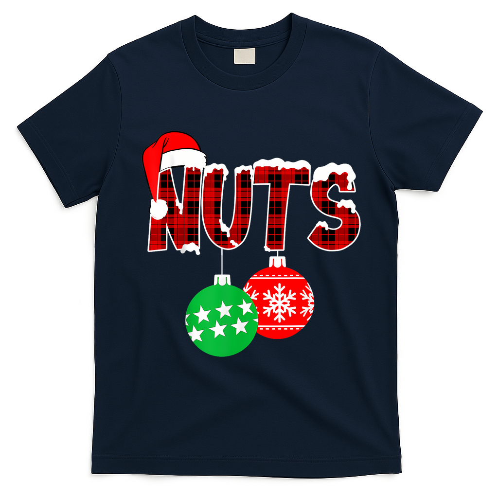 Chest Nuts Funny Matching Chestnuts Christmas Couples Nuts T-Shirt - Navy Blue