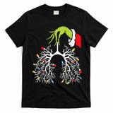 Christmas Nurse Lung Xmas Lights Funny Pulmonologist Xmas T-Shirt - Black