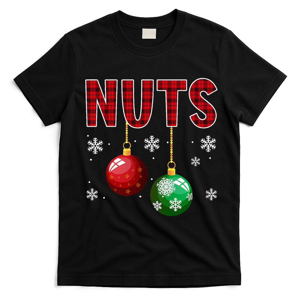 Chest Nuts Matching Chestnuts Funny Christmas Couples Xmas T-Shirt - Black