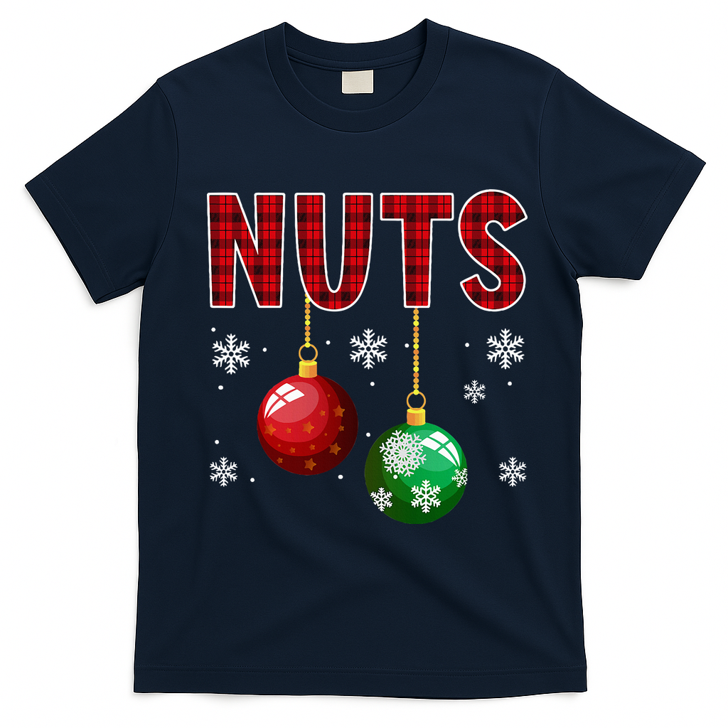 Chest Nuts Matching Chestnuts Funny Christmas Couples Xmas T-Shirt - Navy Blue