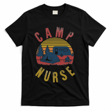 Camp Nurse Nursing Outdoor Summer Camping Retro Sunset T-Shirt - Black