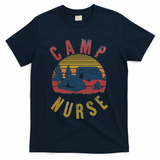 Camp Nurse Nursing Outdoor Summer Camping Retro Sunset T-Shirt - Navy