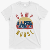 Camp Nurse Nursing Outdoor Summer Camping Retro Sunset T-Shirt - White