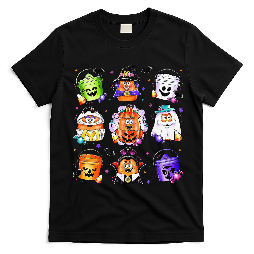 Chicken Nuggets Pumpkin Halloween 90S Vintage T-Shirt - Black
