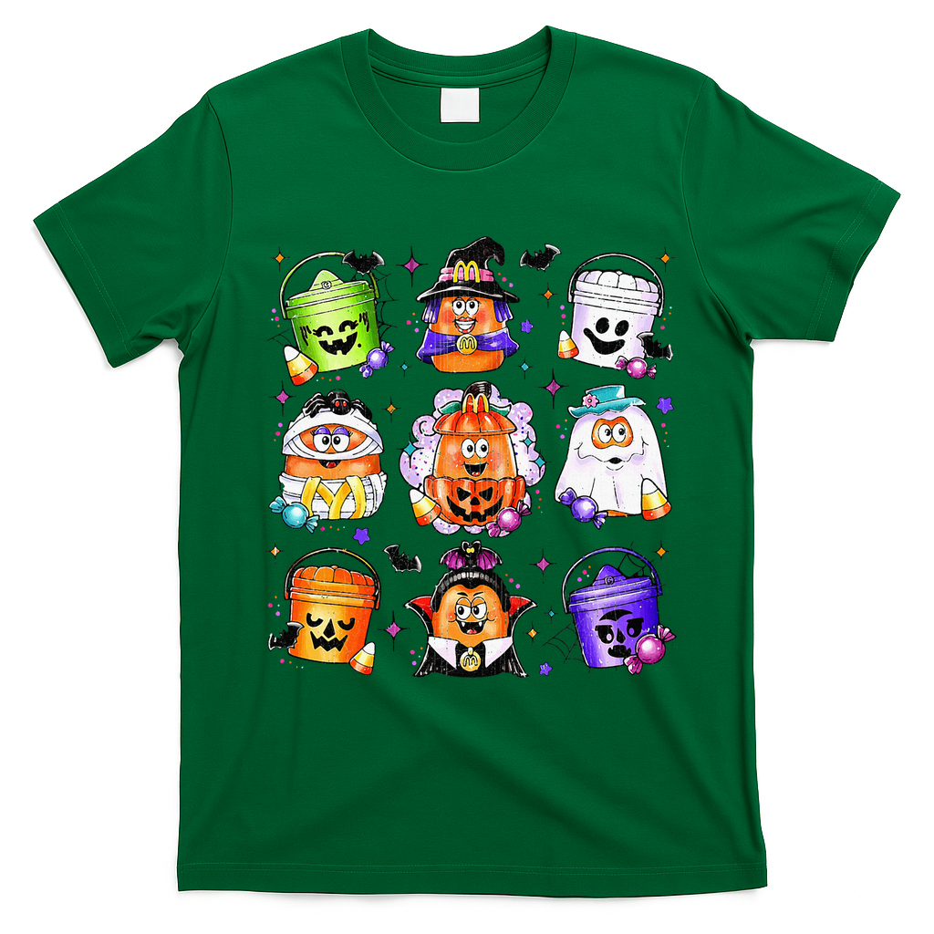 Chicken Nuggets Pumpkin Halloween 90S Vintage T-Shirt - Irish Green