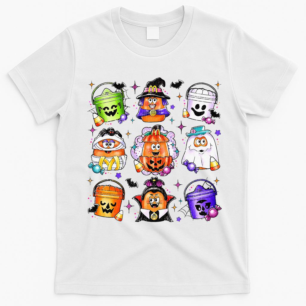 Chicken Nuggets Pumpkin Halloween 90S Vintage T-Shirt - White