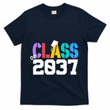 Class Of 2037 Grow With Me First Day Of School Graduation V T-Shirt - Navy