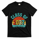 Class Of 2037 Grow With Me Kindergarten To Graduation Retro T-Shirt - Black