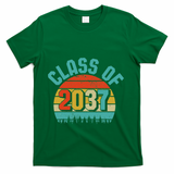 Class Of 2037 Grow With Me Kindergarten To Graduation Retro T-Shirt - Green