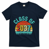 Class Of 2037 Grow With Me Kindergarten To Graduation Retro T-Shirt - Navy